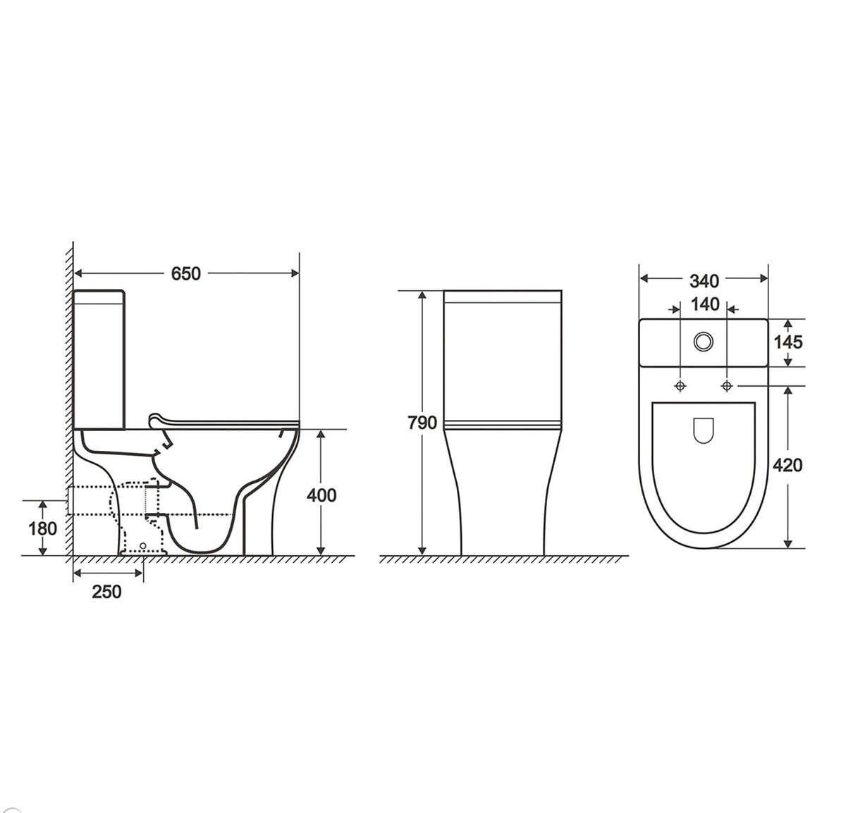 Унитаз  Azario Fretta Round AZ-7121 Безободковый Выпуск Горизонтальный