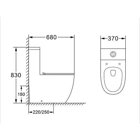 Унитаз Azario Morano AZ-1001 Безободковый Выпуск Горизонтальный
