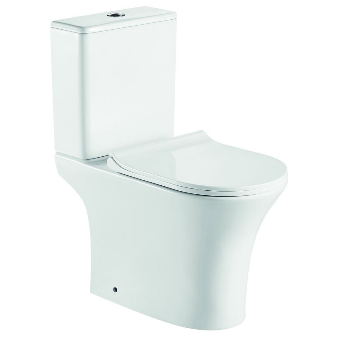 Унитаз  Azario Fretta Round AZ-1217A Безободковый Выпуск Горизонтальный