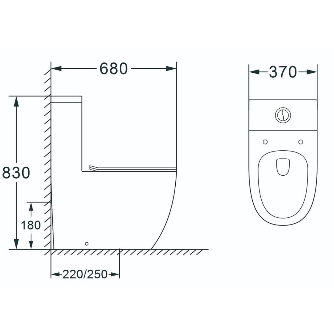Унитаз Azario Morano AZ-1001MB Безободковый Выпуск Горизонтальный