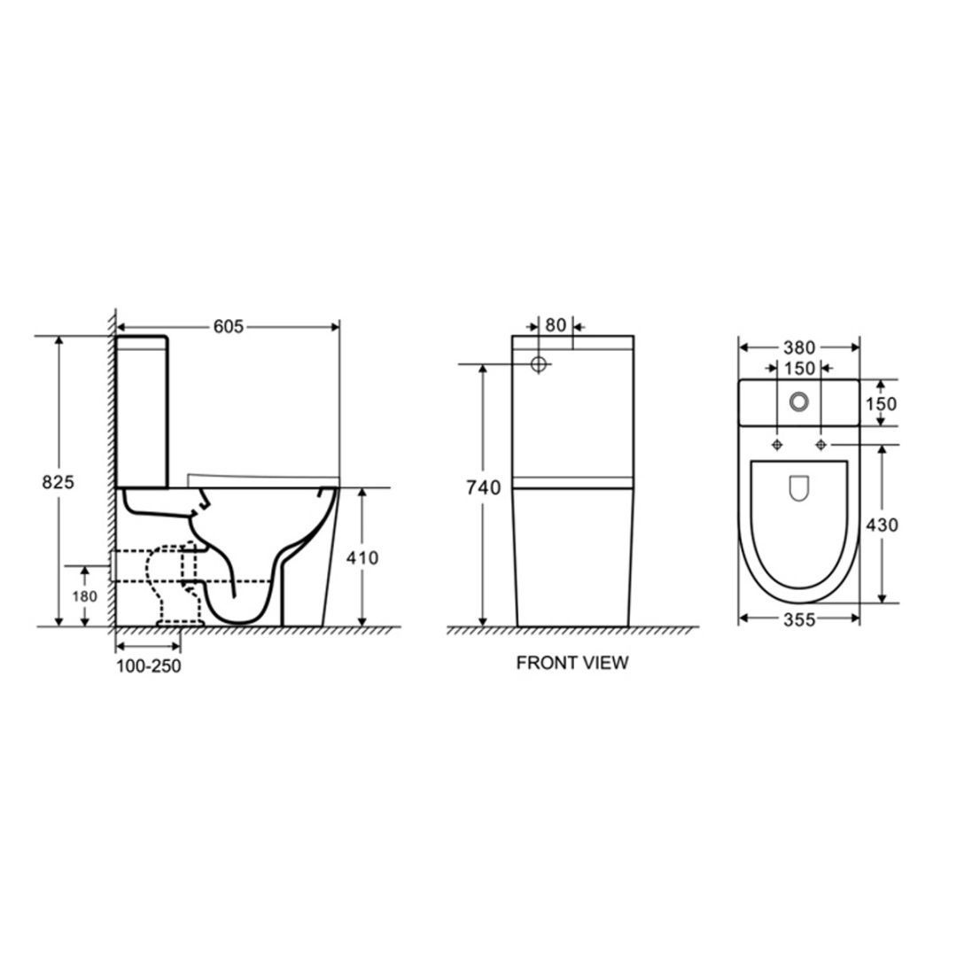 Унитаз Azario Vetro Z-2149 Безободковый Выпуск Горизонтальный