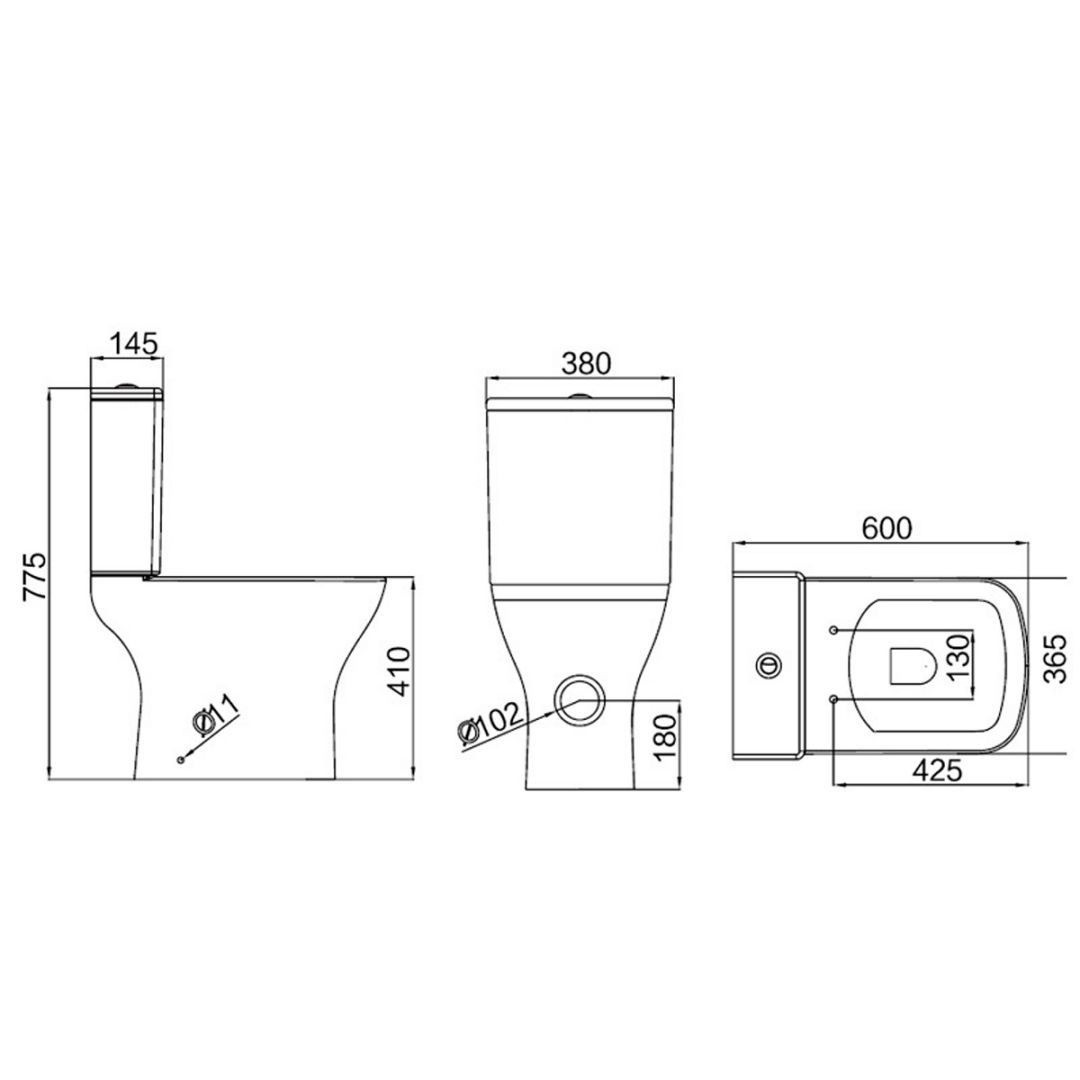 Унитаз Azario Iris AZ-8353 безободковый Горизонтальный Выпуск