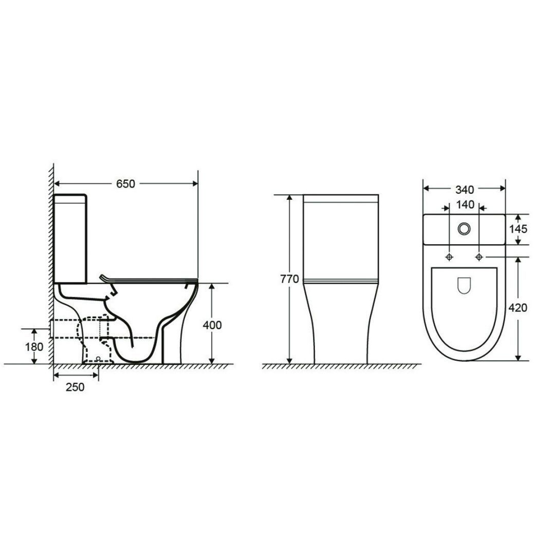Унитаз Azario AZ-1038A Fretta Round Горизонтальный Выпуск