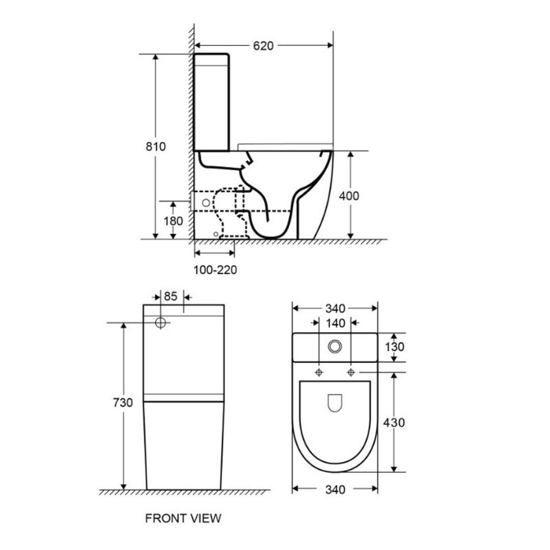 Унитаз Azario Mitta AZ-2128 безободковый Горизонтальный Выпуск