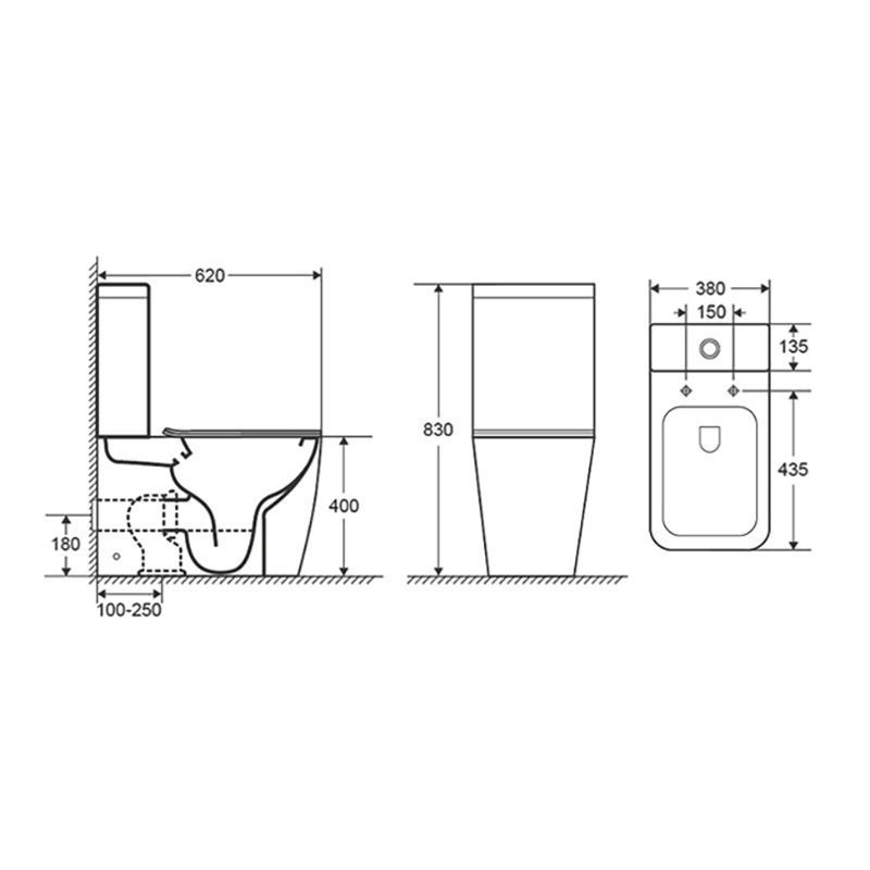 Унитаз Azario Levanto AZ-1228A Выпуск Горизонтальный Безободковый