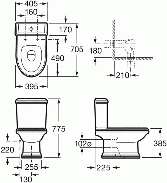 Унитаз Roca America Горизонтальный Выпуск
