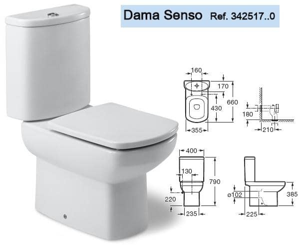 Унитаз Roca Dama-N Горизонтальный Выпуск