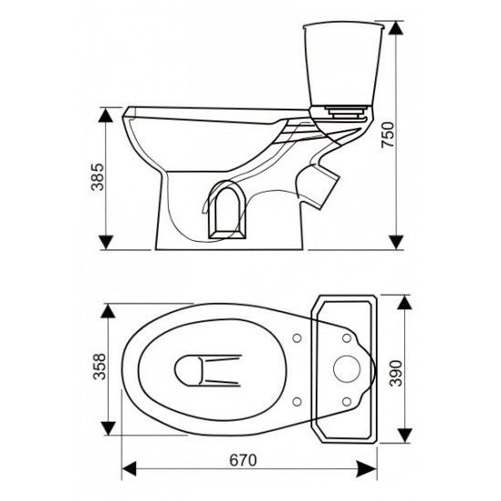 Унитаз Оскольская Керамика Эллиса Стандарт Косой Выпуск