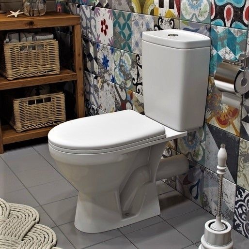 Унитаз Кировская Керамика Rosa Рио Синий Декор Горизонтальный Выпуск