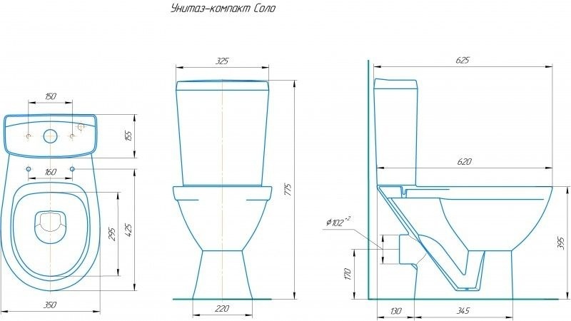 Унитаз Кировская Керамика Rosa Соло Черный Декор Горизонтальный Выпуск