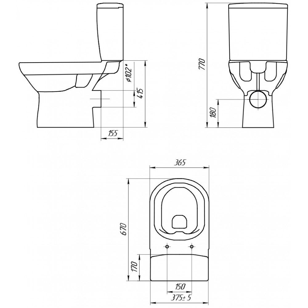 Унитаз Cersanit City New Clean Горизонтальный Выпуск Безободковый