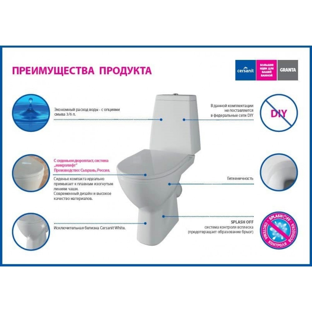 Унитаз Cersanit Granta Косой Выпуск