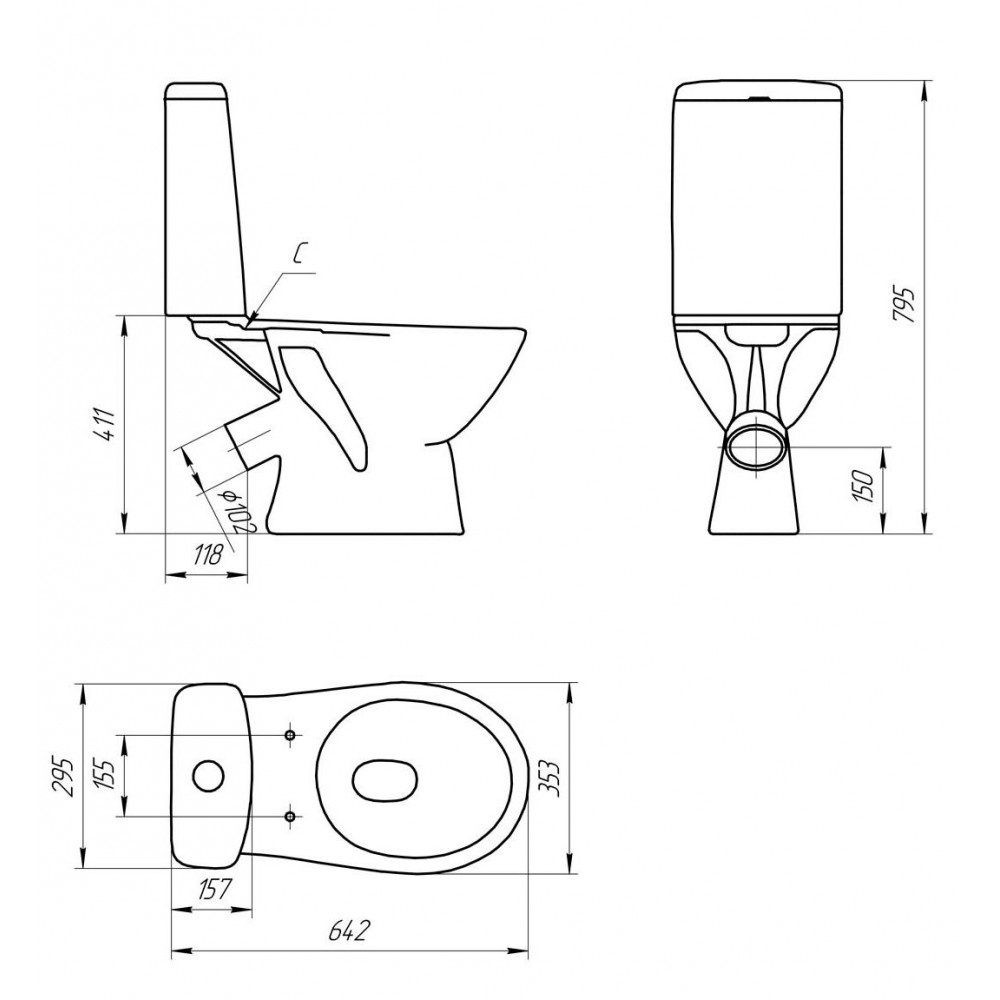 Унитаз Cersanit Just Косой Выпуск