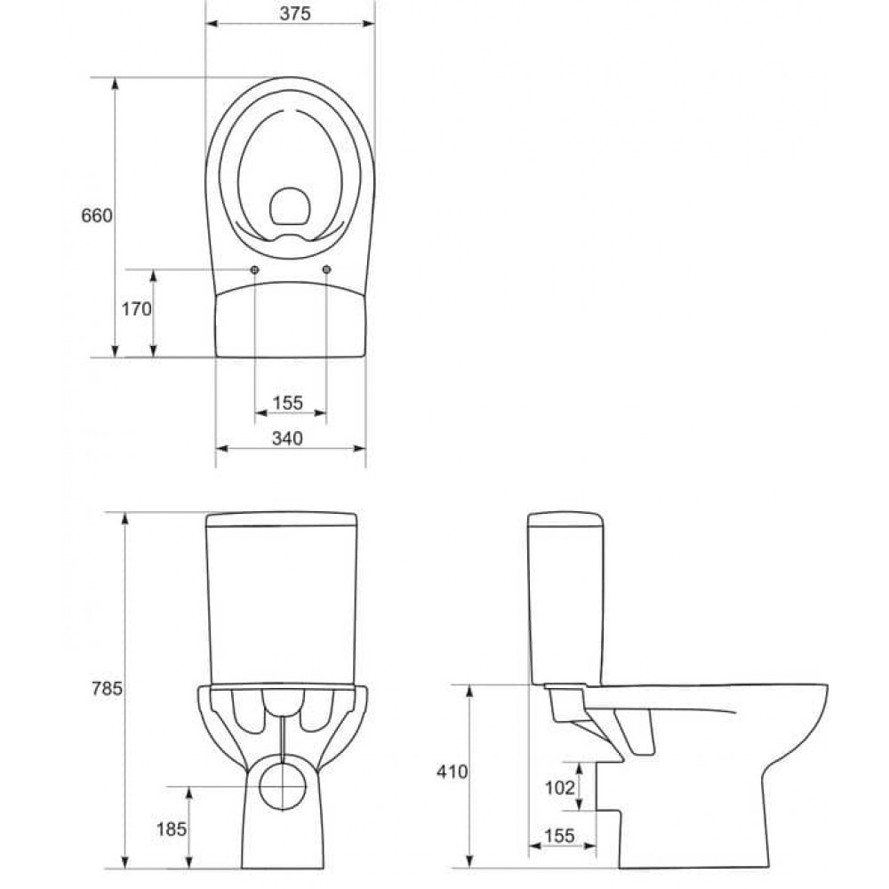 Унитаз Cersanit Nature New Clean Горизонтальный Выпуск Безободковый