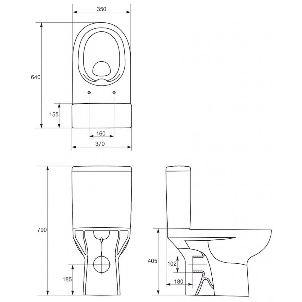 Унитаз Cersanit Street Fusion Горизонтальный Выпуск Безободковый