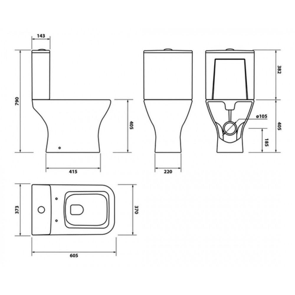 Унитаз Iddis Torr Безободковый Горизонтальный Выпуск