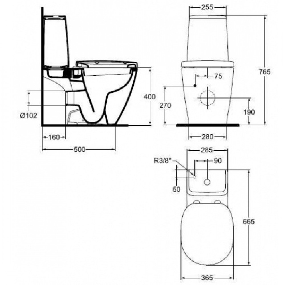 Унитаз Ideal Standard Connect Aquablade Arc E039701 Горизонтальный Выпуск