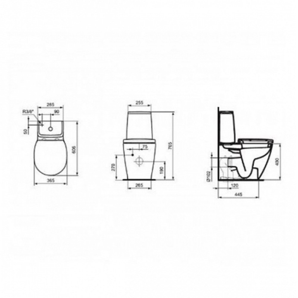 Унитаз Ideal Standard Space Scan E119601 Укороченный Горизонтальный Выпуск