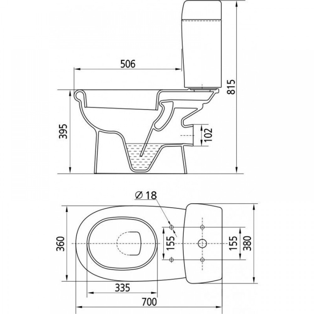 Унитаз Керамин Верона Горизонтальный Выпуск