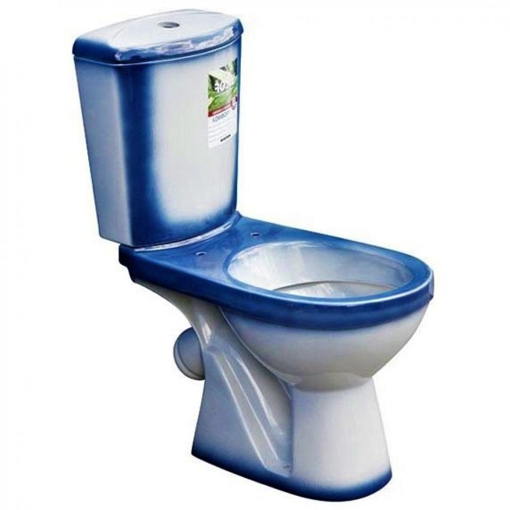 Унитаз Кировская Керамика Rosa Комфорт Синий Декор Косой Выпуск
