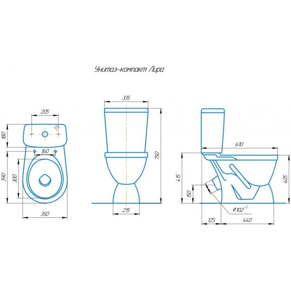 Унитаз Кировская Керамика Rosa Лира Синий Декор Косой Выпуск
