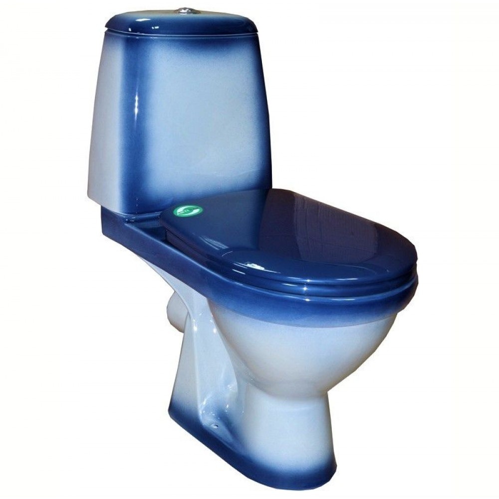 Унитаз Кировская Керамика Rosa Премьер Синий Декор Горизонтальный Выпуск