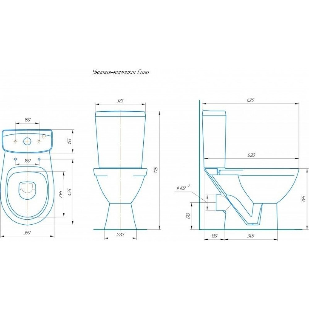 Унитаз Кировская Керамика Rosa Соло Зеленый Горизонтальный Выпуск