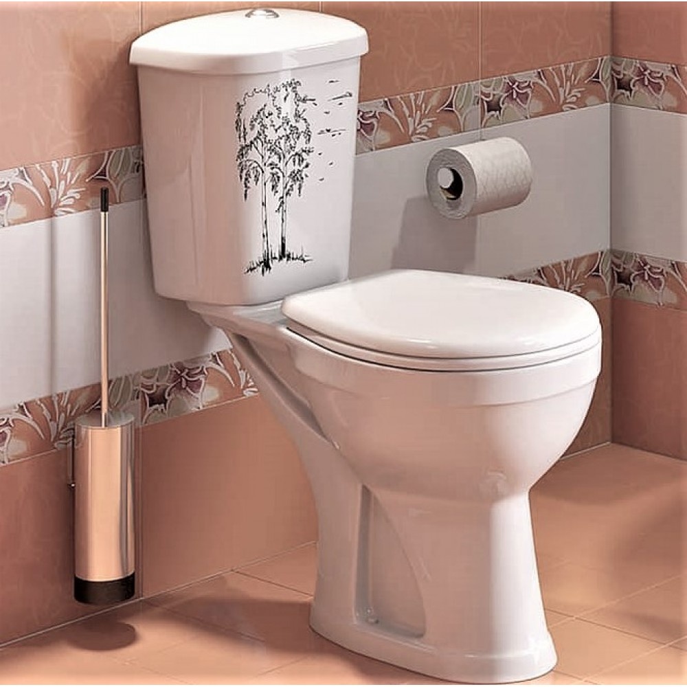 Унитаз Оскольская Керамика Дора Декор Березка Горизонтальный Выпуск