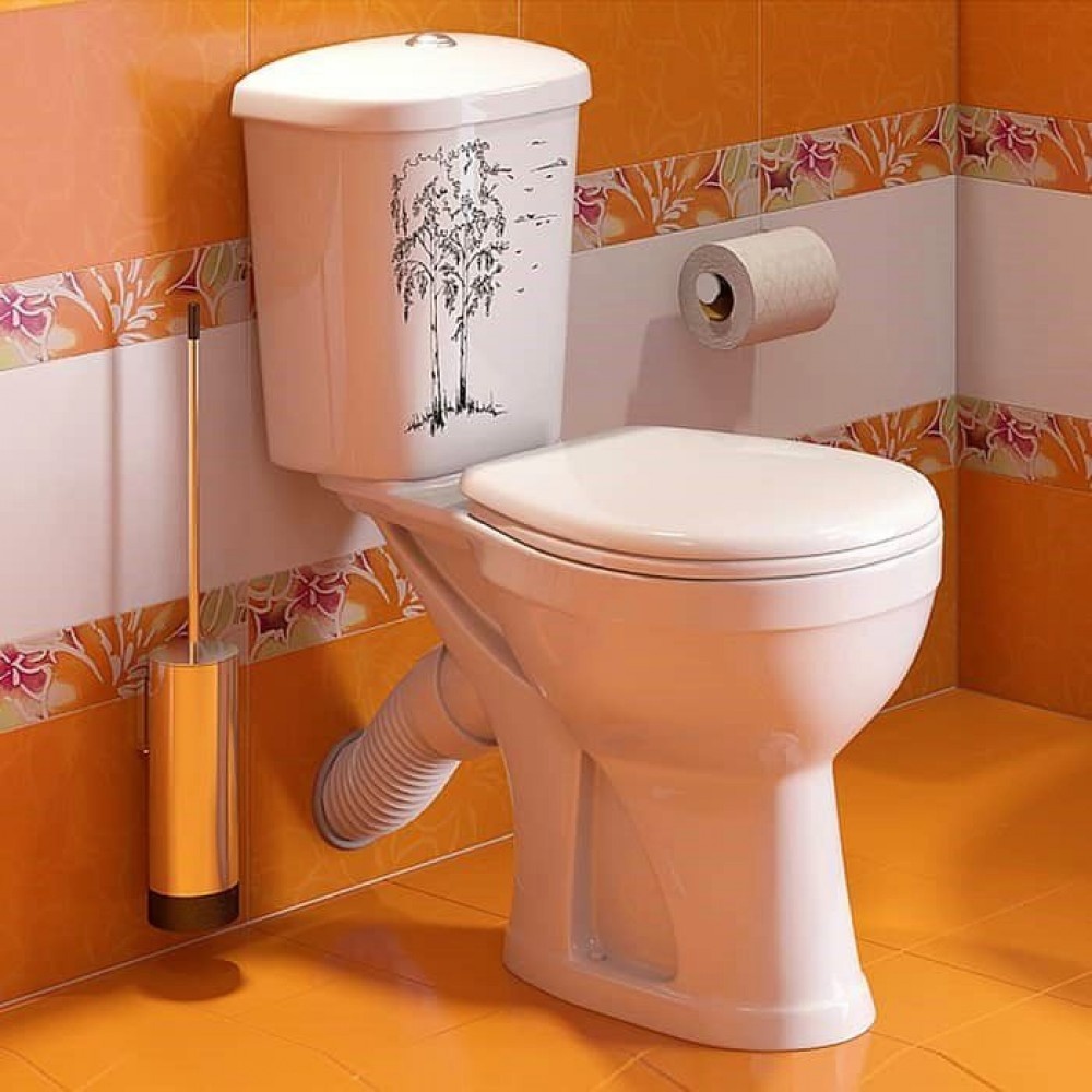 Унитаз Оскольская Керамика Дора Декор Березка Горизонтальный Выпуск