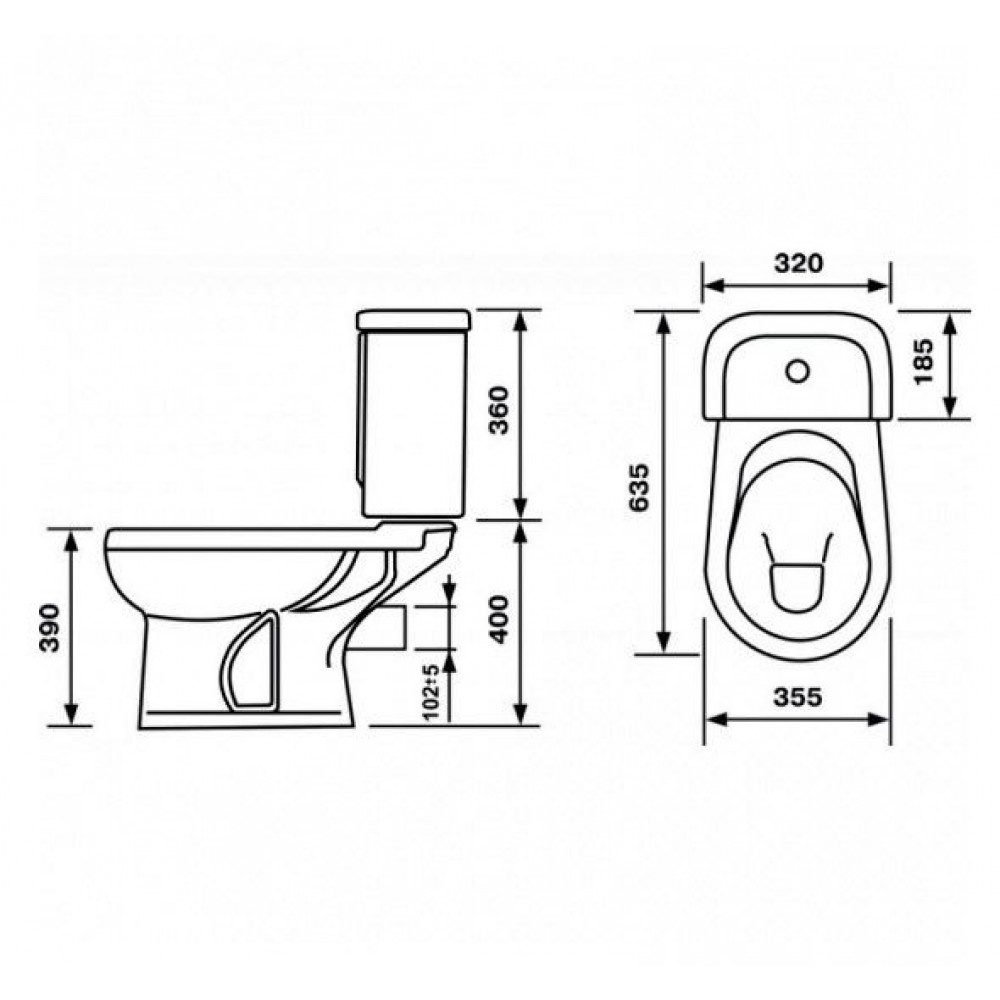 Унитаз Оскольская Керамика Дора Синий Горизонтальный Выпуск