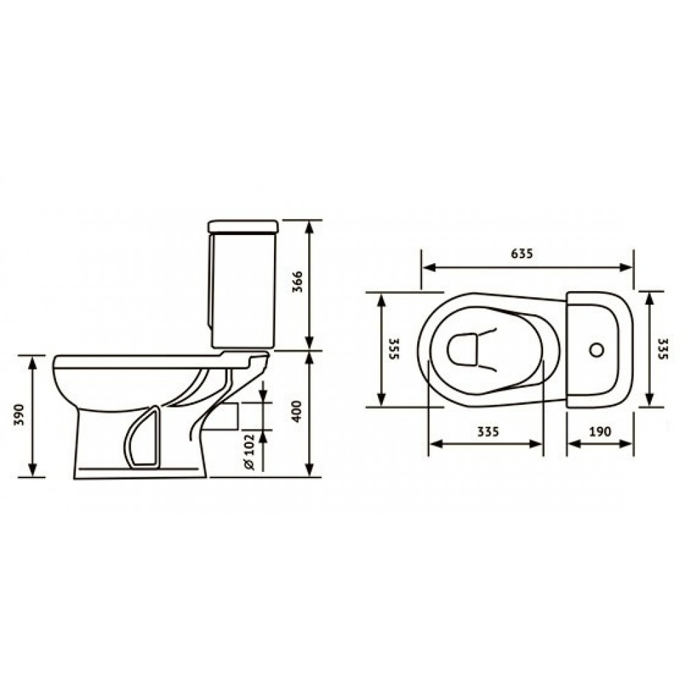 Унитаз напольный Оскольская Керамика Ирида Черный Выпуск Горизонтальный