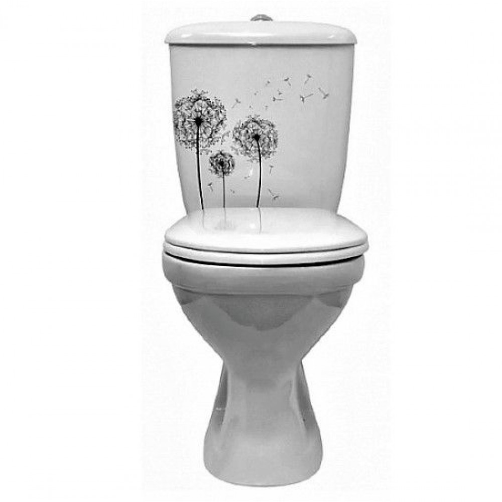 Унитаз Оскольская Керамика Суперкомпакт Декор Одуванчики Косой Выпуск