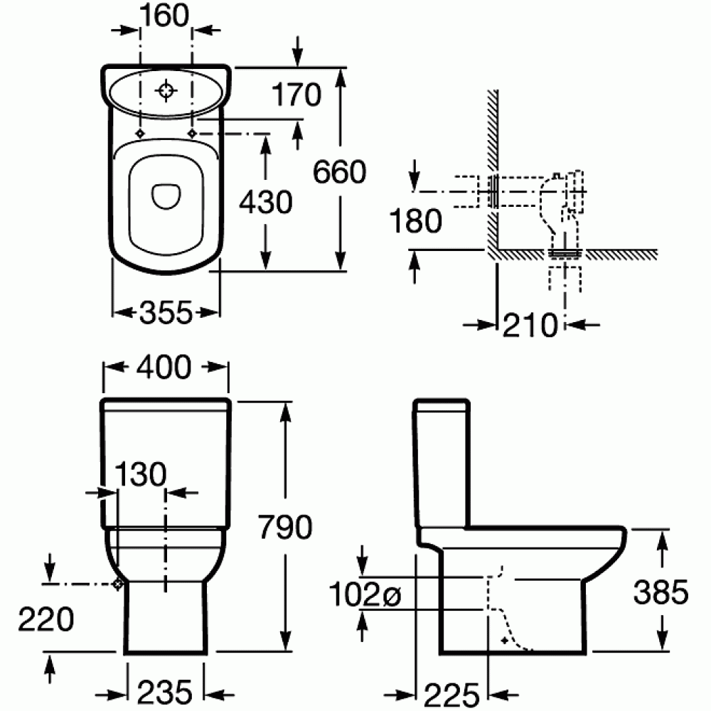 Унитаз Roca Dama Senso Горизонтальный Выпуск