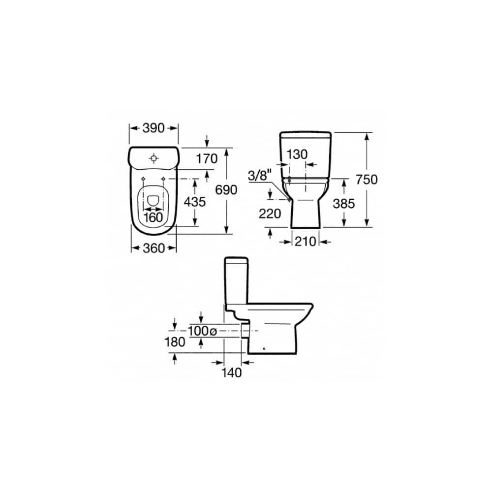 Унитаз Roca Giralda Горизонтальный Выпуск
