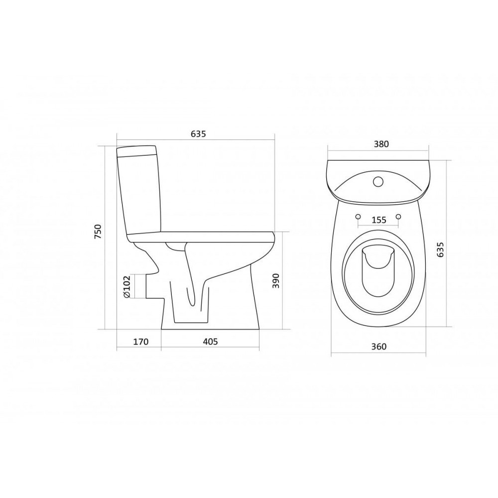 Унитаз Сантек Анимо Горизонтальный Выпуск
