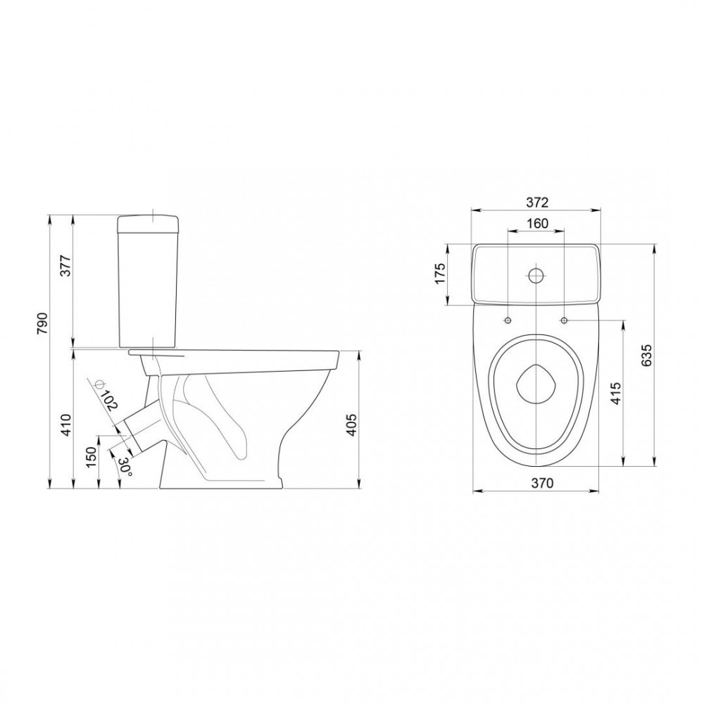 Унитаз Santeri Форвард Белый Выпуск Косой