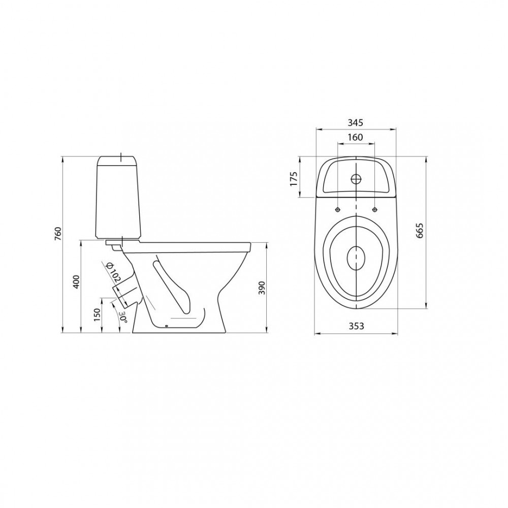 Унитаз Santeri Прайм Белый Выпуск Косой