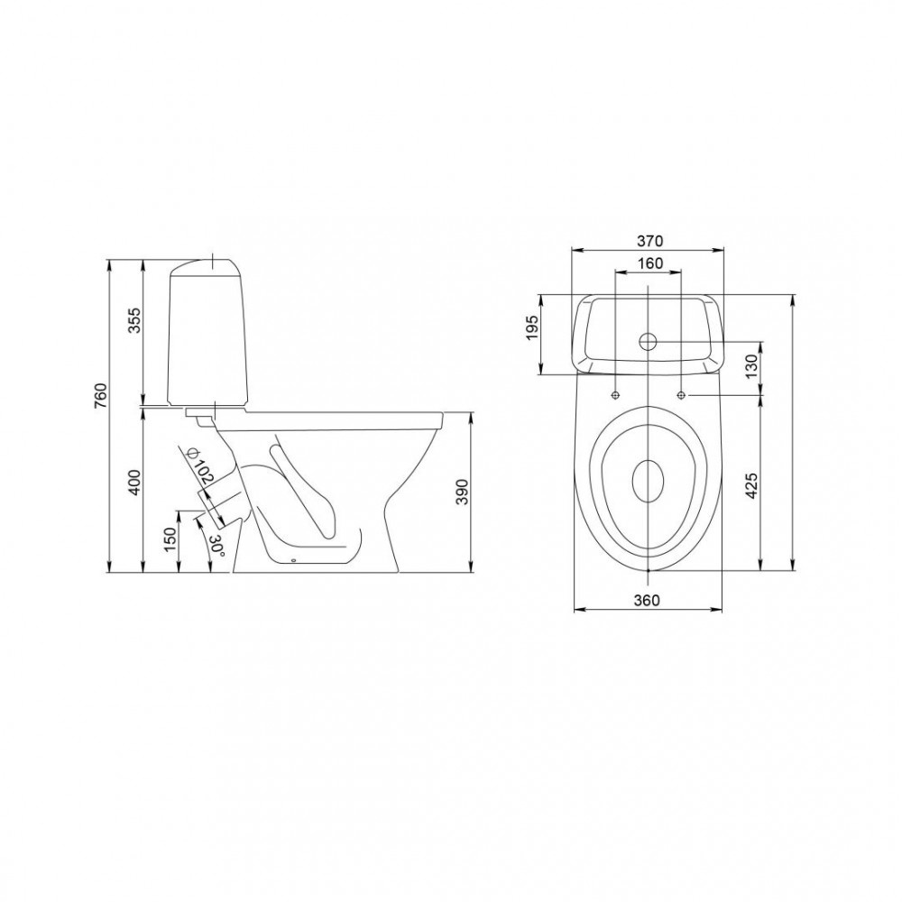 Унитаз Santeri Соната Белый Выпуск Косой