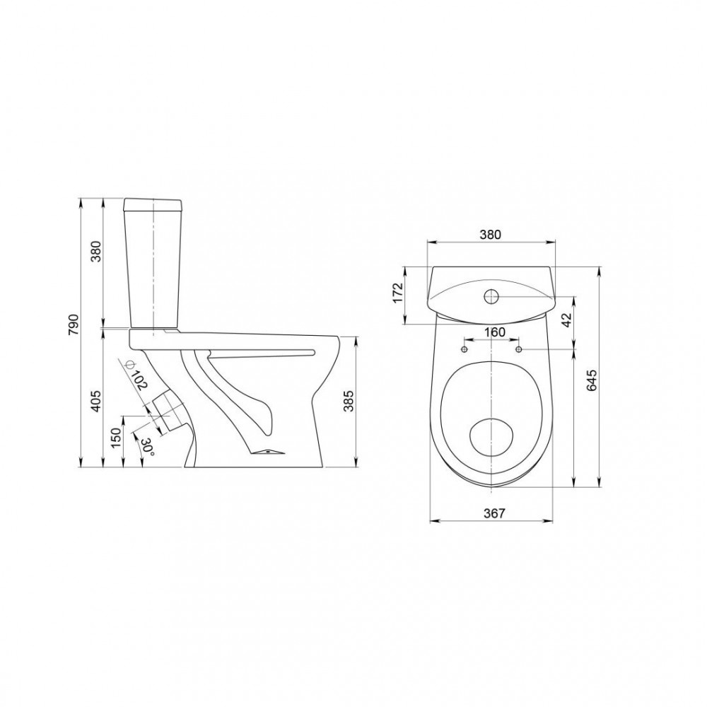 Унитаз Santeri Ультра Белый Выпуск Косой