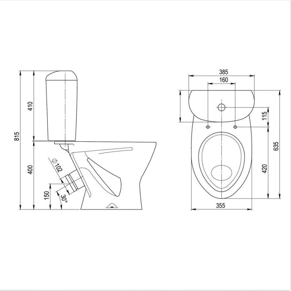 Унитаз-компакт Santeri Версия Белый Косой Выпуск