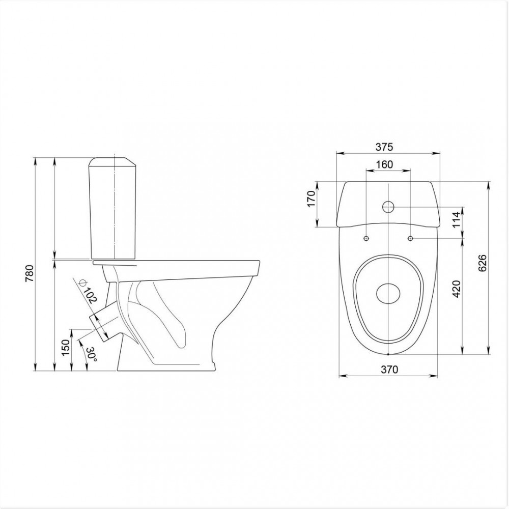 Унитаз-компакт Santeri Вест Белый Косой Выпуск