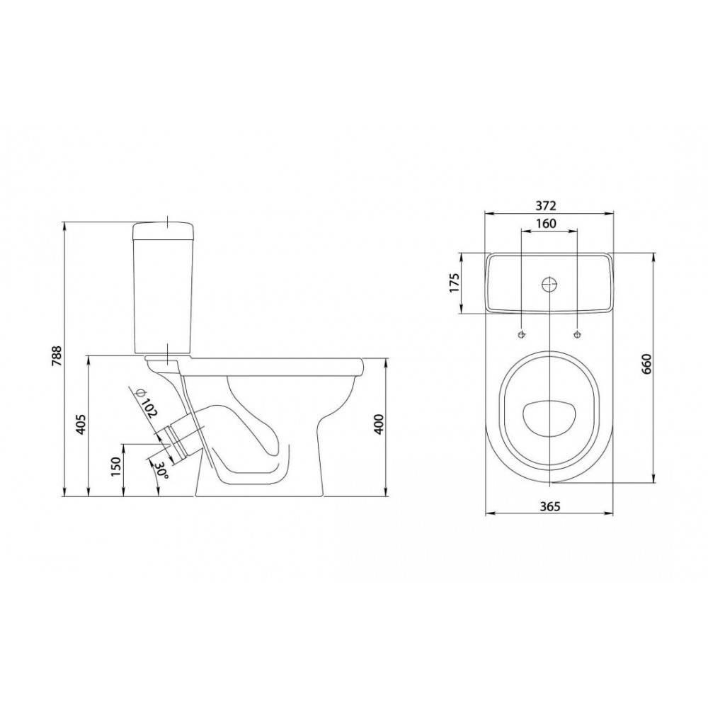 Унитаз-компакт Santeri Визит Белый Косой Выпуск