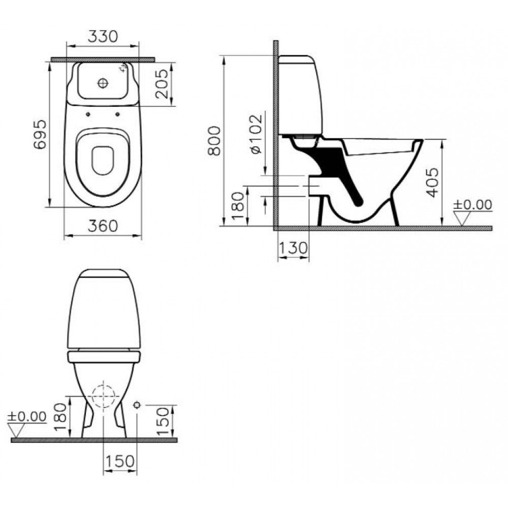 Унитаз Vitra Grand Горизонтальный Выпуск