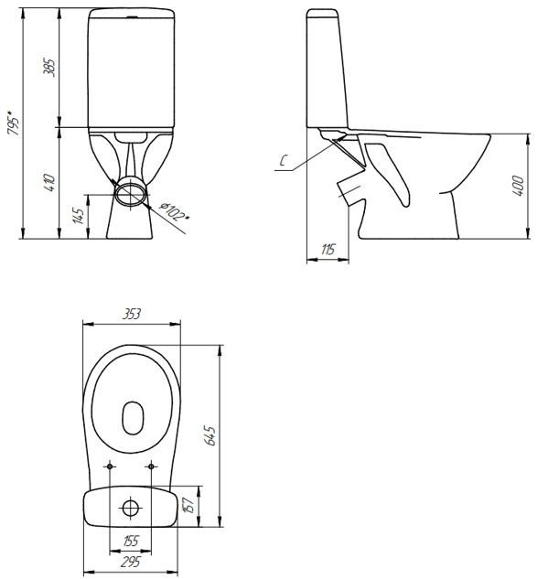 Унитаз Cersanit FLAVIS 031 Косой Выпуск